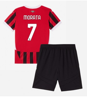 AC Milan Alvaro Morata #7 Hemmakläder Barn 2024-25 Kortärmad (+ Korta byxor)